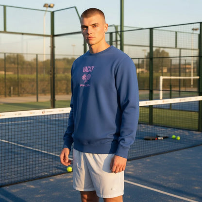 Vacay Padel Club Crew Unisex Sweatshirt Slate Blue w/ Violet Print