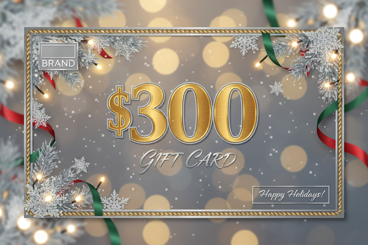 create a $300 gift card with a holiday background
