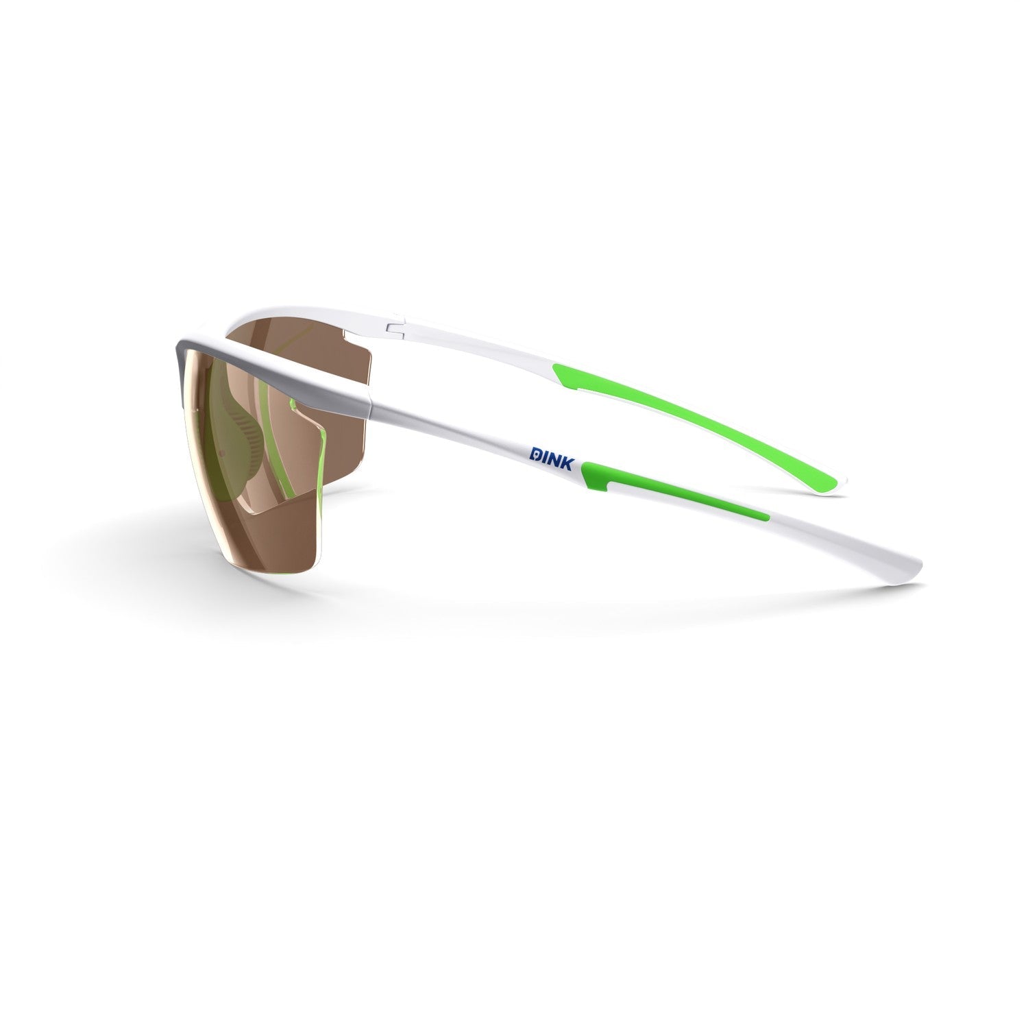 Sunglasses with green and white frame on a white background