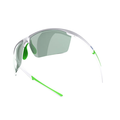 Sunglasses with green accents on a white background