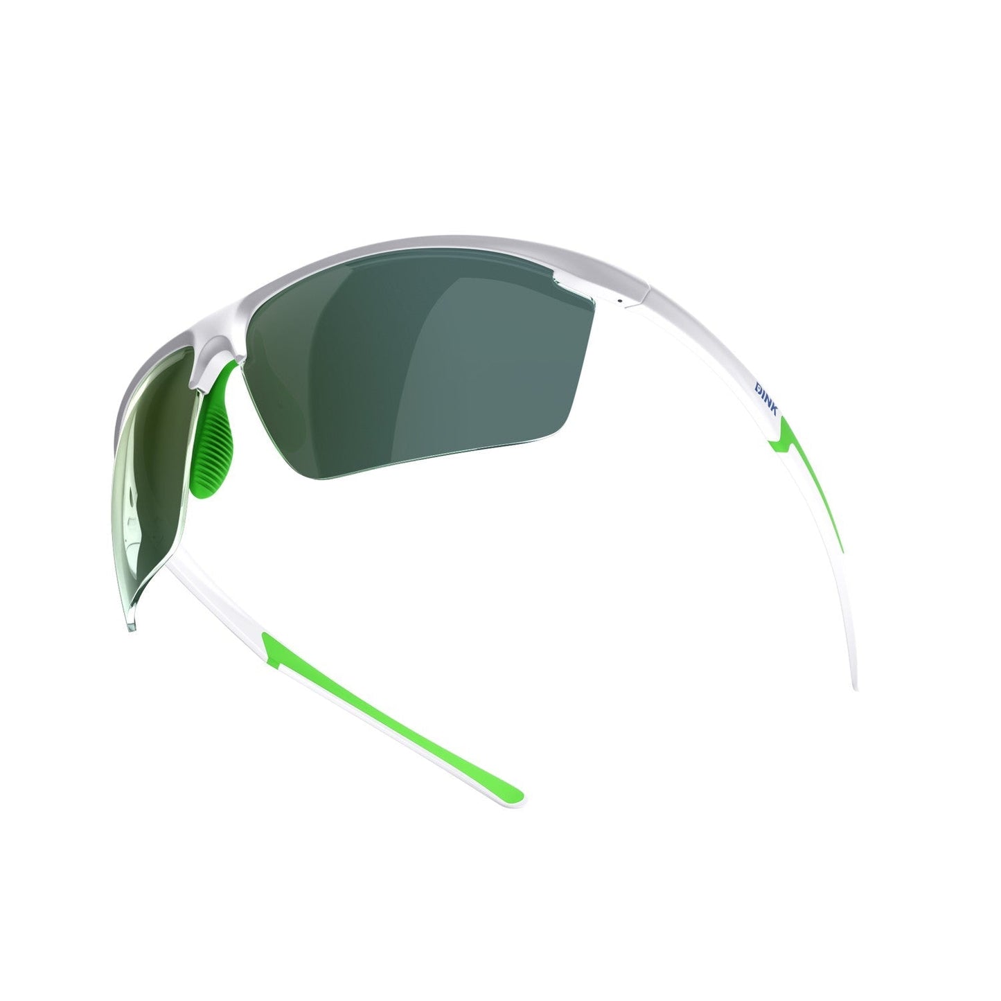 Sunglasses with green accents on a white background