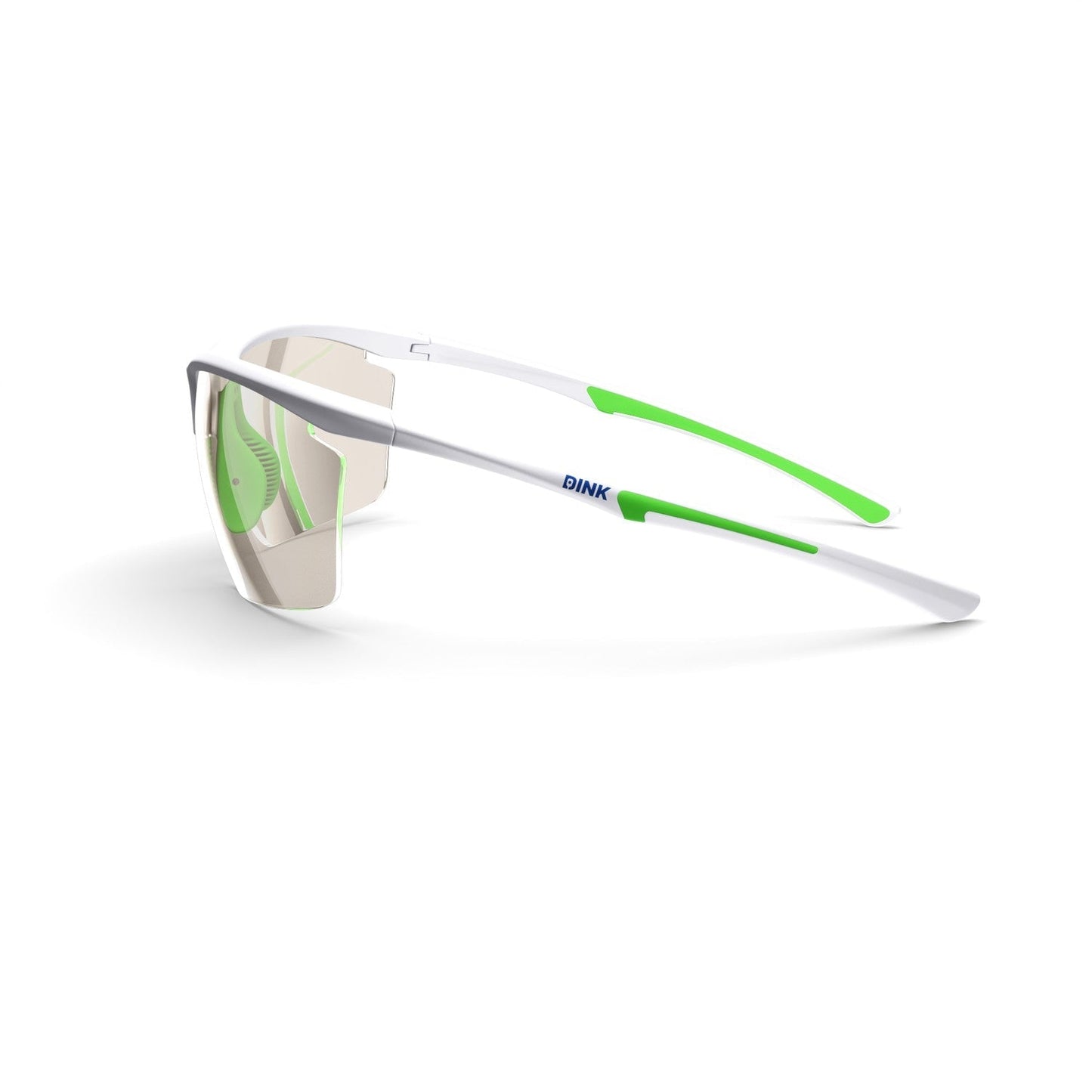Sunglasses with green and white frame on a white background