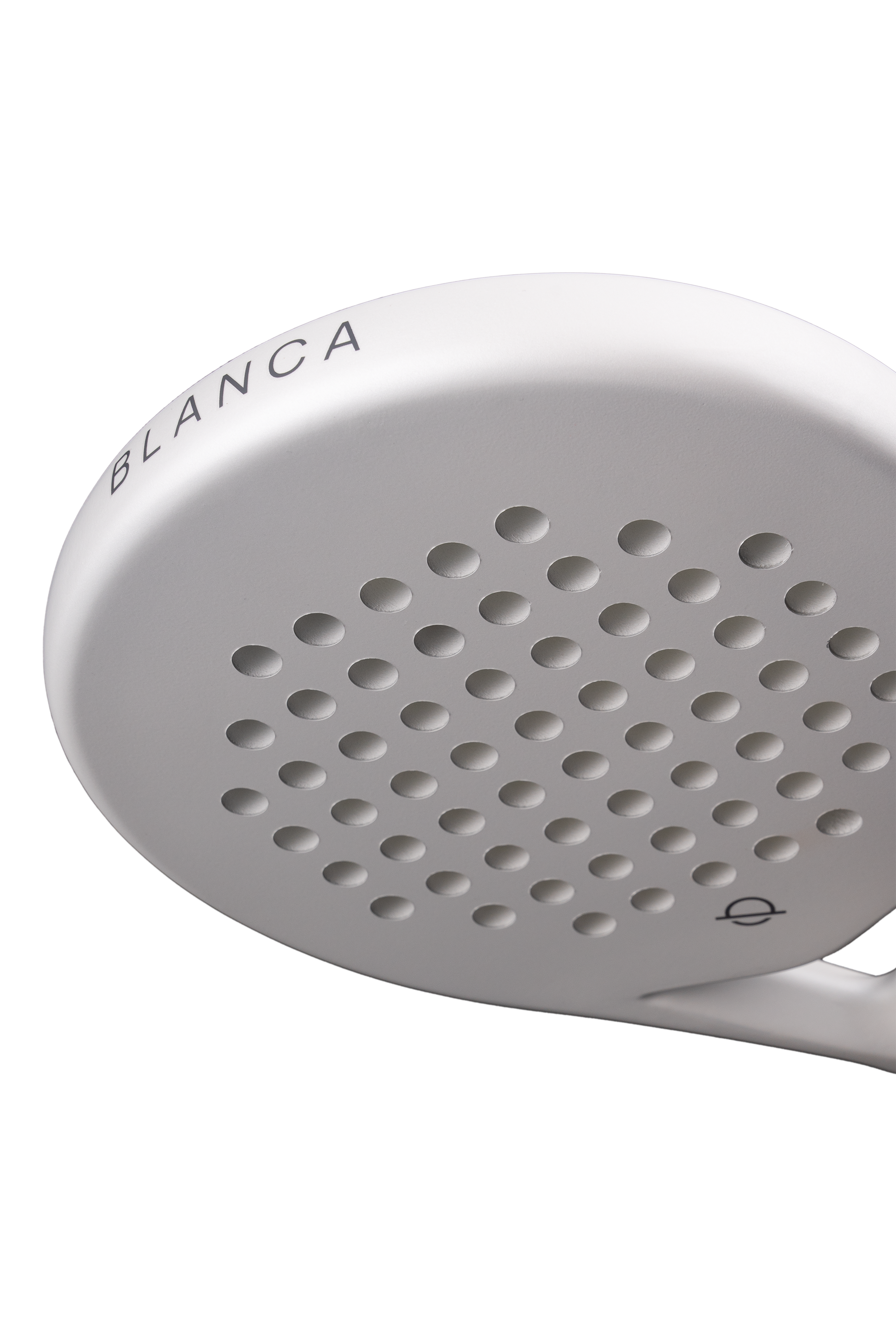 White top edge of head with 'Blanca' branding on a white background