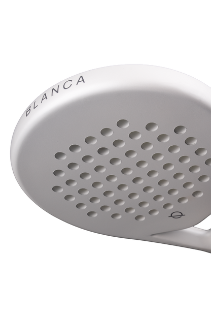 White top edge of head with 'Blanca' branding on a white background