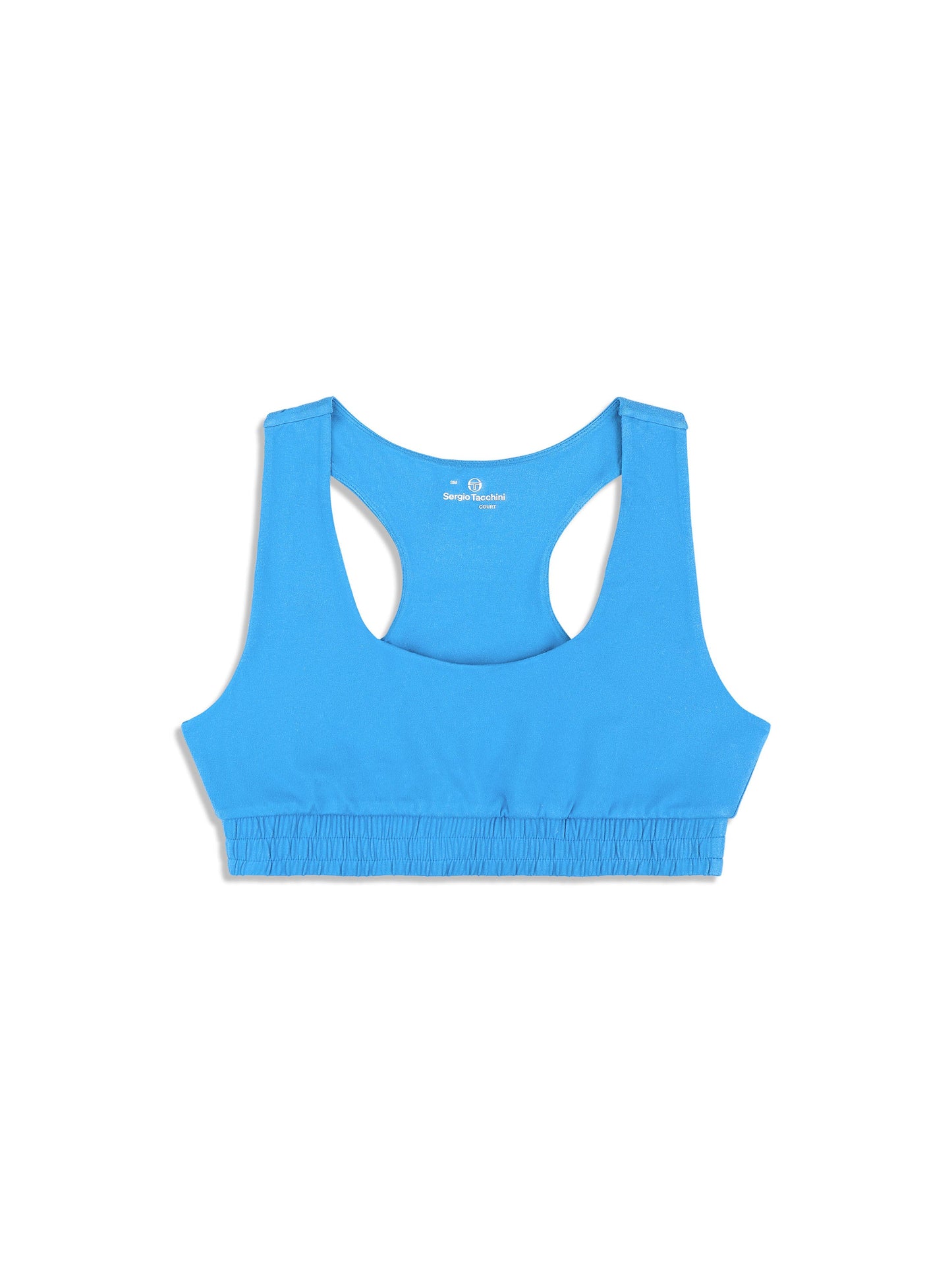 Blue sports bra on a white background