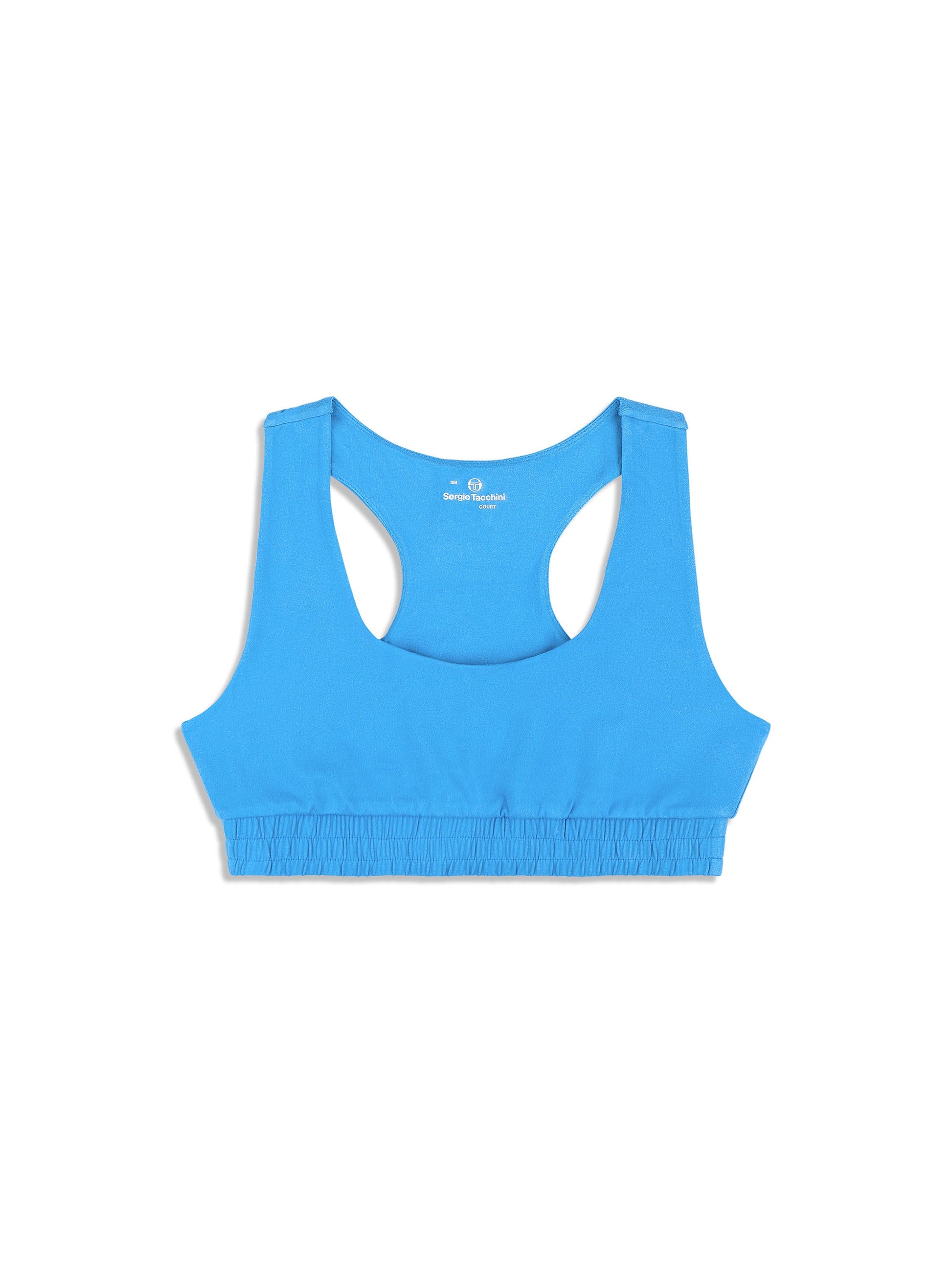 Blue sports bra on a white background