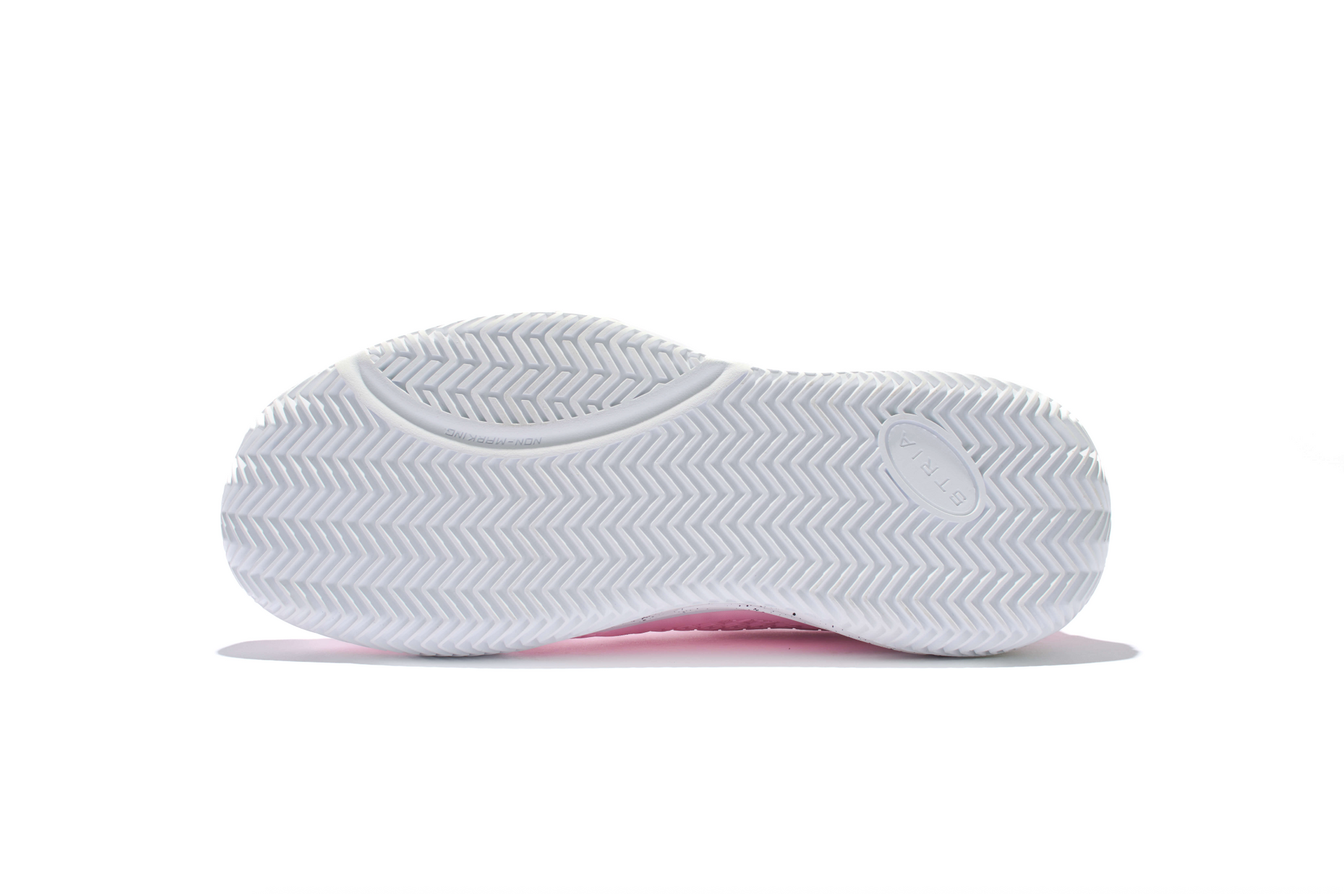 White sneaker sole with a brand logo on a white background