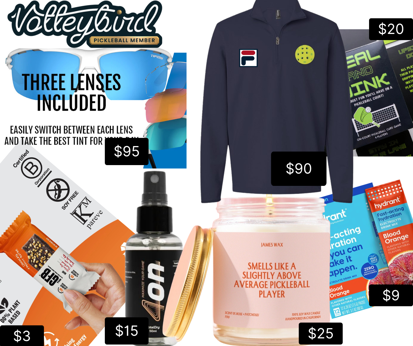 Pickleball Box contents shown with retail prices totaling over $200 in value