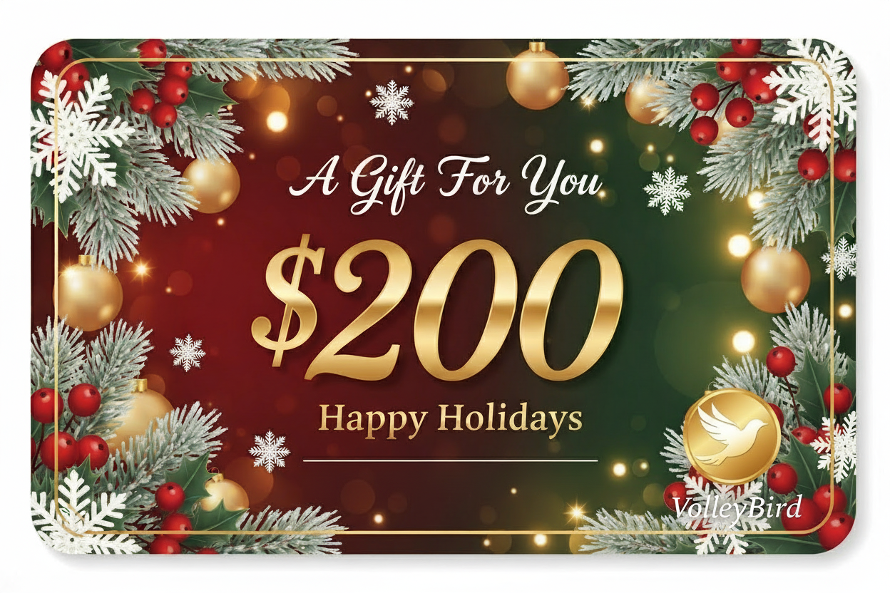 remove wording Valid at All Stores & Online and replace with a Volleybird logo